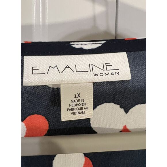 EMALINE Woman 1X/2X Tunic Blouse Top, 3/4 Length sleeve - Picture 2 of 7